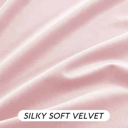 Image of RYB HOME Baby Pink Velvet Curtains for Girls Bedroom Nursery 90 inches | Thermal Insulated, UV Privacy Blocking, Energy Efficient, Noise Reducing, Back Tab, Guest Room Office, W 52 x L 90, 2 Panels