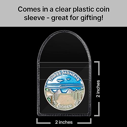 Image of The Achieve Mint 3 Months Sober Token | Three Month Sobriety Chip | Non-AA Gift, Non-Religious Medallions for Men and Women Celebrating Sobriety
