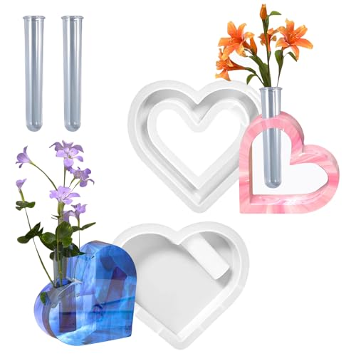 Silikonform Herz Vase, 2 Stück Silikonformen Gießformen Epoxidharz Formen...