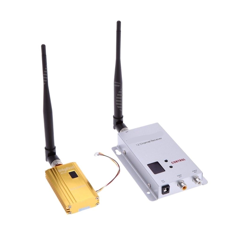 Compatibile con FPVKING, kit trasmettitore e ricevitore video FPV da 1,2 GHz 1500 mW, 8CH TX e 12CH RX for CCTV DJI Phantom Drone(TXandRX)