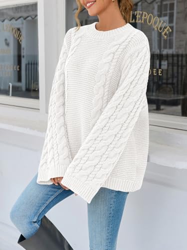 Yousify Womens Oversized Cable Knit Sweaters Long Sleeve Crewneck Casual Fall Chunky Pullover Vintage Loose Fit Sweater Tops3