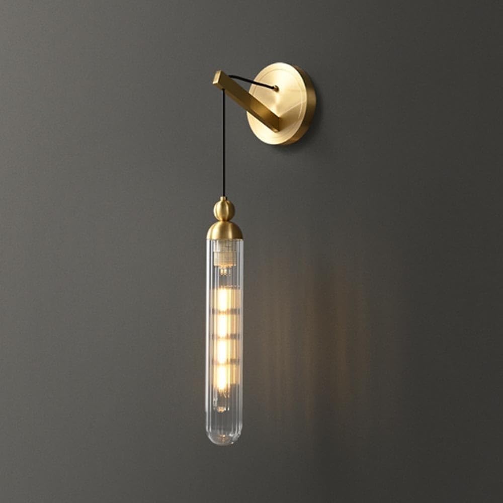 CWCQGH Nordic Circular Shape Indoor Wall Lamps All Copper Glass Wall Light Light Source Wall Sconce for Background Wall Bedroom Bedside Living Room Hotel,Gray