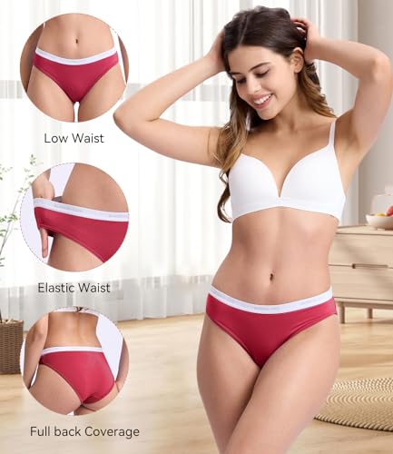 BAMBOO COOL Womens Underwear Soft Bikini High Cut Panties Stretch Moisture Wicking Panties for Women, 5-Pack4