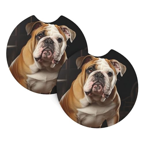 2 Portavasos para Auto Estampado Bulldog Inglés Antideslizante miniatura 1
