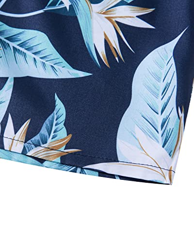 Mohez Little & Big Boys Hawaiian Shirts Short Sleeve Floral Summer Beach Tropical Casual Aloha Luau Shirts Top For Kids Navy 11-12 Years Old #TOP5