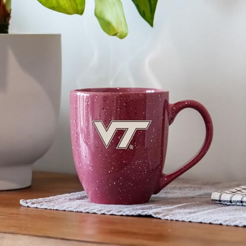 Image of Rico Industries NCAA Virginia Tech Hokies Maroon Personalized 16 oz Team Color Laser Engraved Speckled Ceramic Coffee Mug