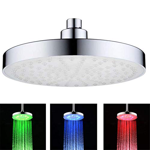 Soffione doccia LED tondo, soffione doccia a controllo della temperatura del bagno di casa dell'hotel, soffione doccia LED da 8 pollici facile da pulire diametro 200mm