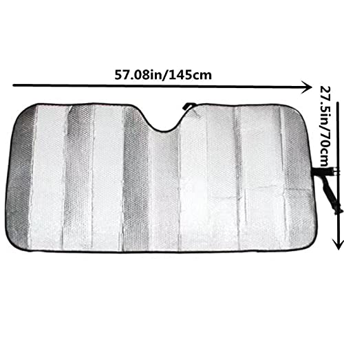 Mcbuty Windshield Sun Shade For Car Silver Thicken 5-Layer Uv Reflector Auto Front Window Sunshade Visor Shield Cover And Keep Your Vehicle Cool(57" × 27.5") #TOP4