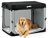 ZOMISIA 42 Inch Collapsible Dog Crate for Extra Large Dogs - XL Dog Travel Crate Portable with Breathable Mesh Windows, Soft Sided Dog Kennel Foldable for Indoor and Outdoor, Grey