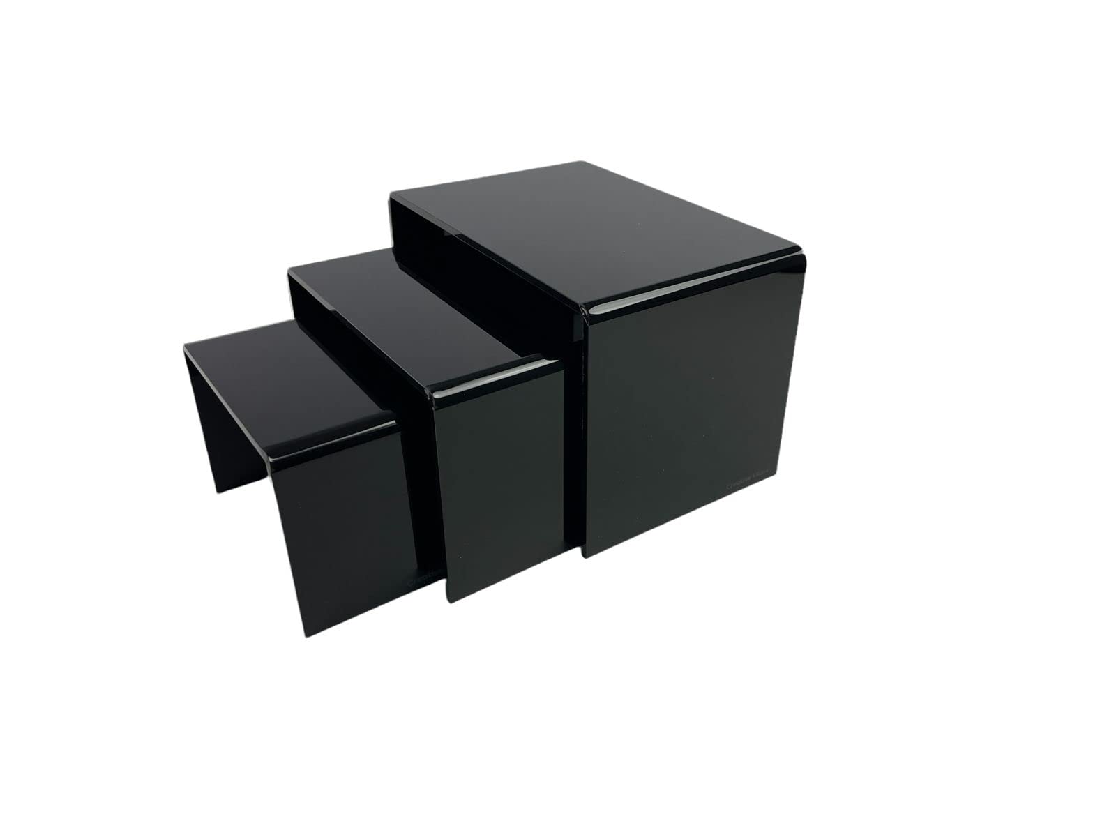 CREATIVE PLANET Black Acrylic Rectangle Display Riser - Set of 3 Different Heights (3", 4", 5")