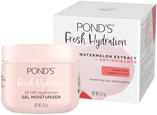 POND’S Fresh Hydration Gel Moisturizer – 24 HR Hydration with Watermelon Extract & Antioxidants – Alcohol & Oil-Free Face Moisturizer – Dermatologist Tested, 3.4 oz