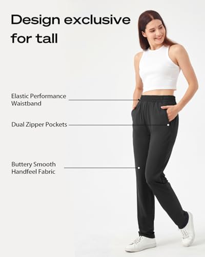 Zylioo Women's Tall Joggers Pants 31"/33" Inseam Lightweight Quick Dry Sweatpants with Zipper Pockets for Summer2