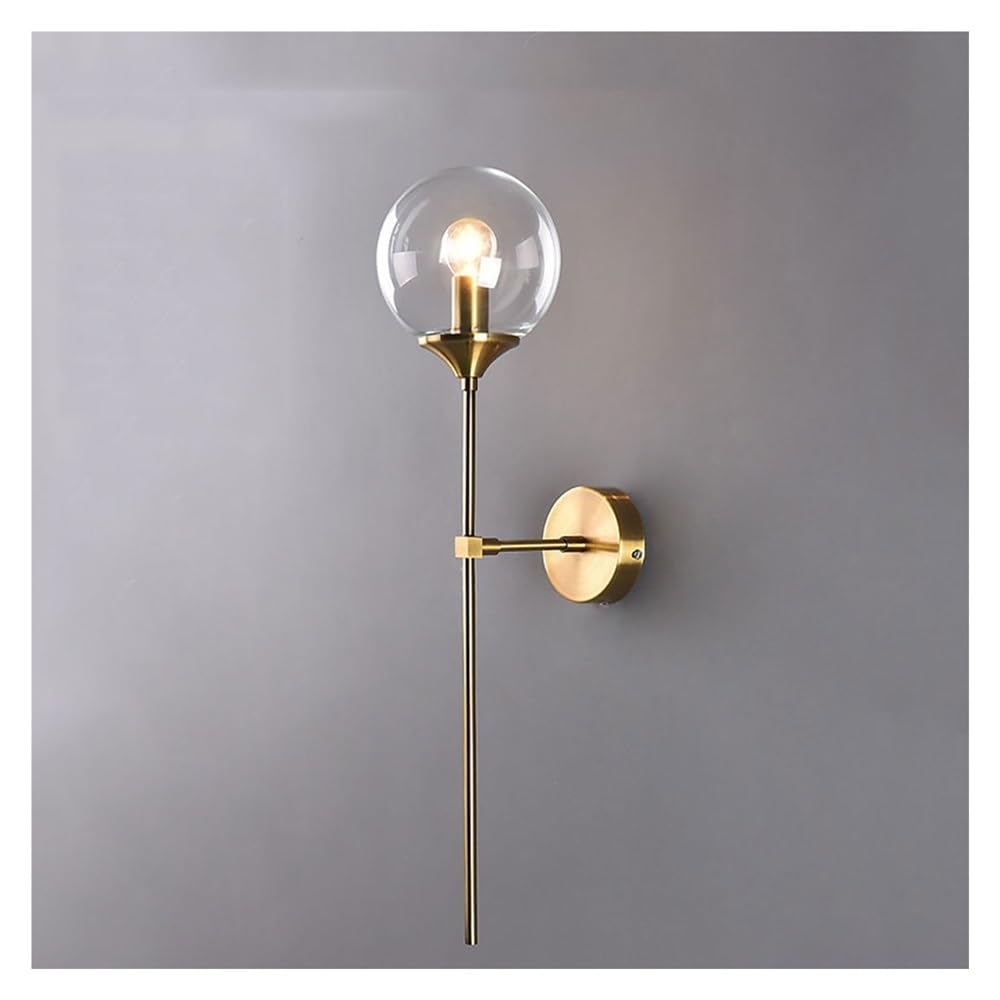 Wall Sconces Long Pole Glass Globe Wall Sconce Modern Minimalist Industrial Wall Light Wall Mounted Lighting Fixturefor Living Room Corridor Bedroom Bathroom Vanity Mirror Wall Sconce Lighting (Clear)