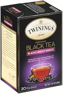 Twinings of London Premium Blackcurrant Breeze Black Tea, Strong and Distinctive Black Tea, Sweet and Tangy Black Currant Tea Taste, 20 Tea Bags