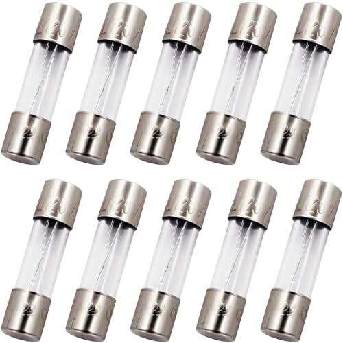 SIXQJZML 10 Pack F5AL Fast-Blow Fuse 5A Max 5 amp 125V Glass Fuses 0.2 x 0.78 Inch / 5 x 20 mm (125Volt) (F5A)