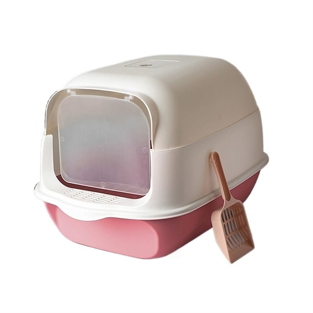 Lettiera Automatica, Grande lettiera for Gatti Chiusa con Coperchio e Paletta, Design Oscurante for la Privacy(Pink)