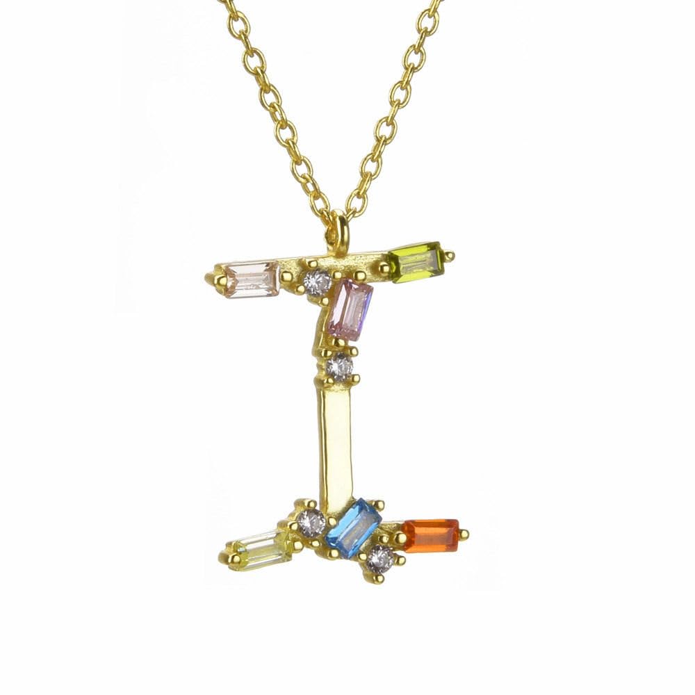 Necklace Sterling Silber Initial F Halskette, Kubikzirkonias Buchstaben I Halskette Initialen Name Choker Dainty Chain Halskette Personalisierte Geschenke für Mädchen, 38-45 cm Jewelry