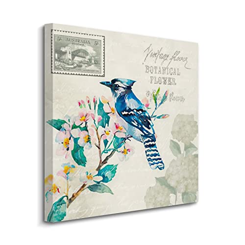 Peinture sur toile motif oiseau rétro français Yelolyio encadrée pour décoration