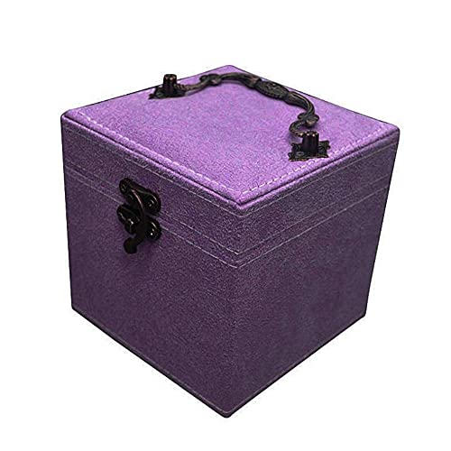 XCTLZG Reise-Schmuck-Etui für den täglichen Gebrauch Dreistufige Schmuckschatulle Schmuck-Spiegel Eingebauter Organizer Reise-Accessoires Personalisierte Geschenke für Sie, Lila (Lila) Cover
