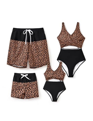 PATPAT Family Matching Swimsuits Swimwear Set for Couples Mommy and Me Striped Spliced Bathing One-Piece Swimsuits