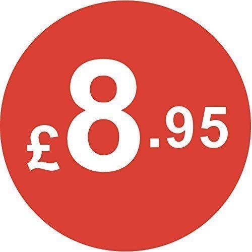 Pack of 500-20mm Price Stickers - Choose from 10p to £95 - Bright Red - Many Prices to Choose from (£8.95 - Red)