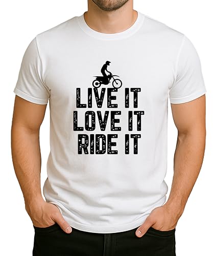 Image of Live It Love It Ride It Motocross Dirt Bike Enduro Offroad MX Biker Saying Gift Men's T-Shirt, White, 3XL