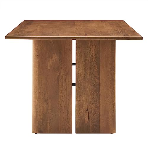 Image of Modway Amistad 72 inch Solid Wood Modern Farmhouse Rectangular Dining Table in Walnut