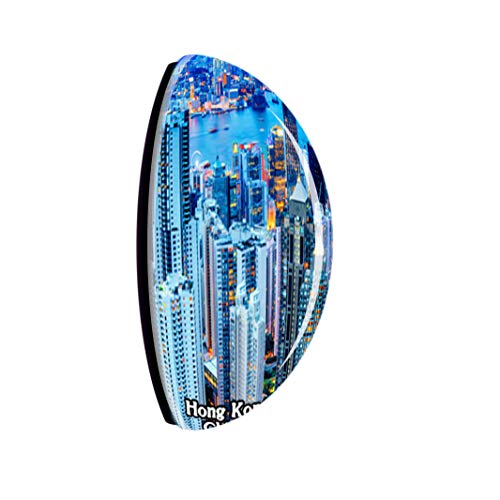 Imán decorativo redondo de cristal 3D Hong Kong Victoria Peak miniatura 2
