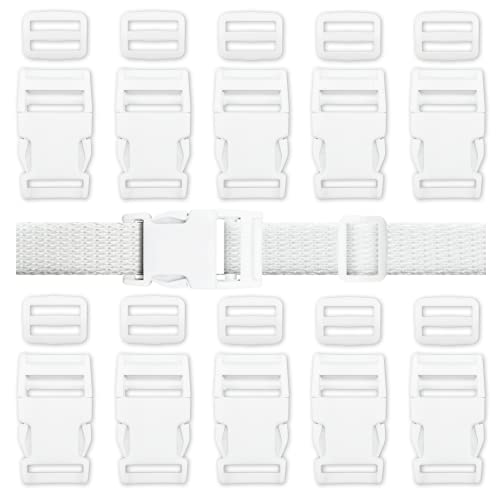 Boucles de libération de 10 pièces avec glissières Tri-Glide Clips de boucles réglables en plastique pour bricolage (blanc)