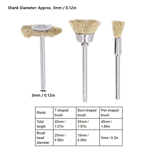 Metal Grinding Brush, Assorted Brass Wire Wheels 1/8in Shank for Rotary Tool for Scale for Electric Drills
