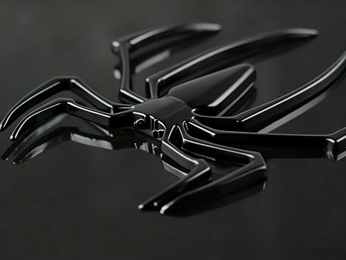 Image of 2PCS 3D Spider Emblem Car Sticker Metal Chrome Silver Spider Badges Sticker for Universal Car Vehicle, Truck, Motorcycle, RV, Scooter, SUV, Door, Window for Headphone Decorations (Black)