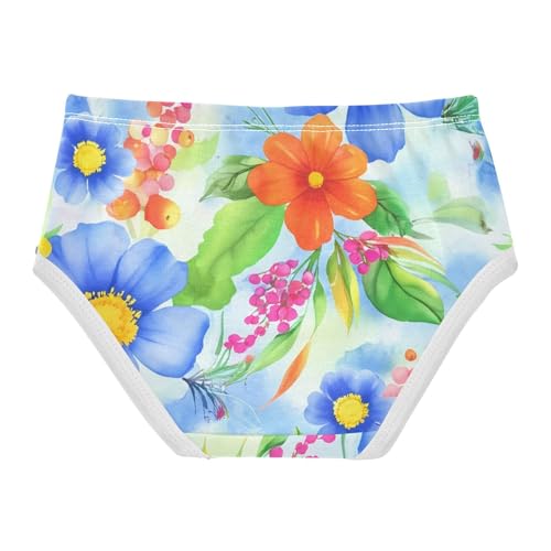 Cotton Toddler Underwear Custom Watercolor Blue Orange Flowers Girl Panties Cute Animals Briefs Girls Undies 2t2