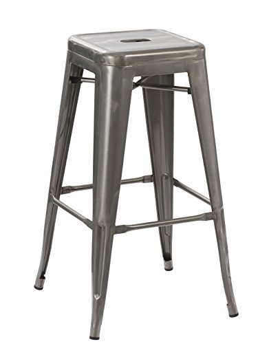 BTEXPERT Solid Steel 30-inch Industrial Tabouret Vintage Antique Rustic Style Distressed Metal Brush Modern Dining Room Counter Bar Stool-(Barstool), Stacking