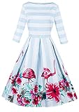 Killreal Women's Half Sleeved Elegant Striped Business Casual Cocktail Dress