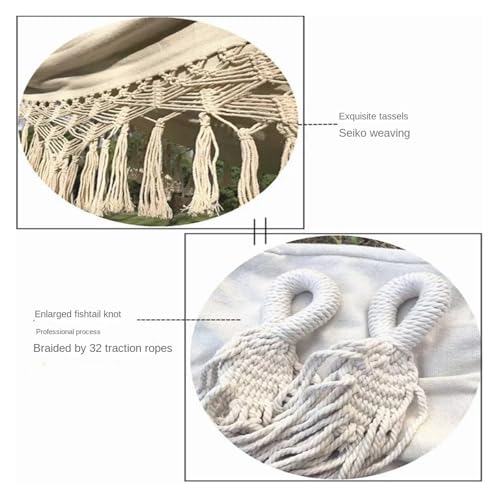 Cama grande de macramé para 2 personas (200 x 150 cm), silla colgante con barra fuerte, color verde, perfecta para relajación en interiores y exteriores - imagen 3