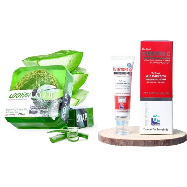 Eventone-C Skin Whitening Cream & Handmade Aloe Vera Essential Oil Soap - Pack of 2, 25 g (Pack of 2)
