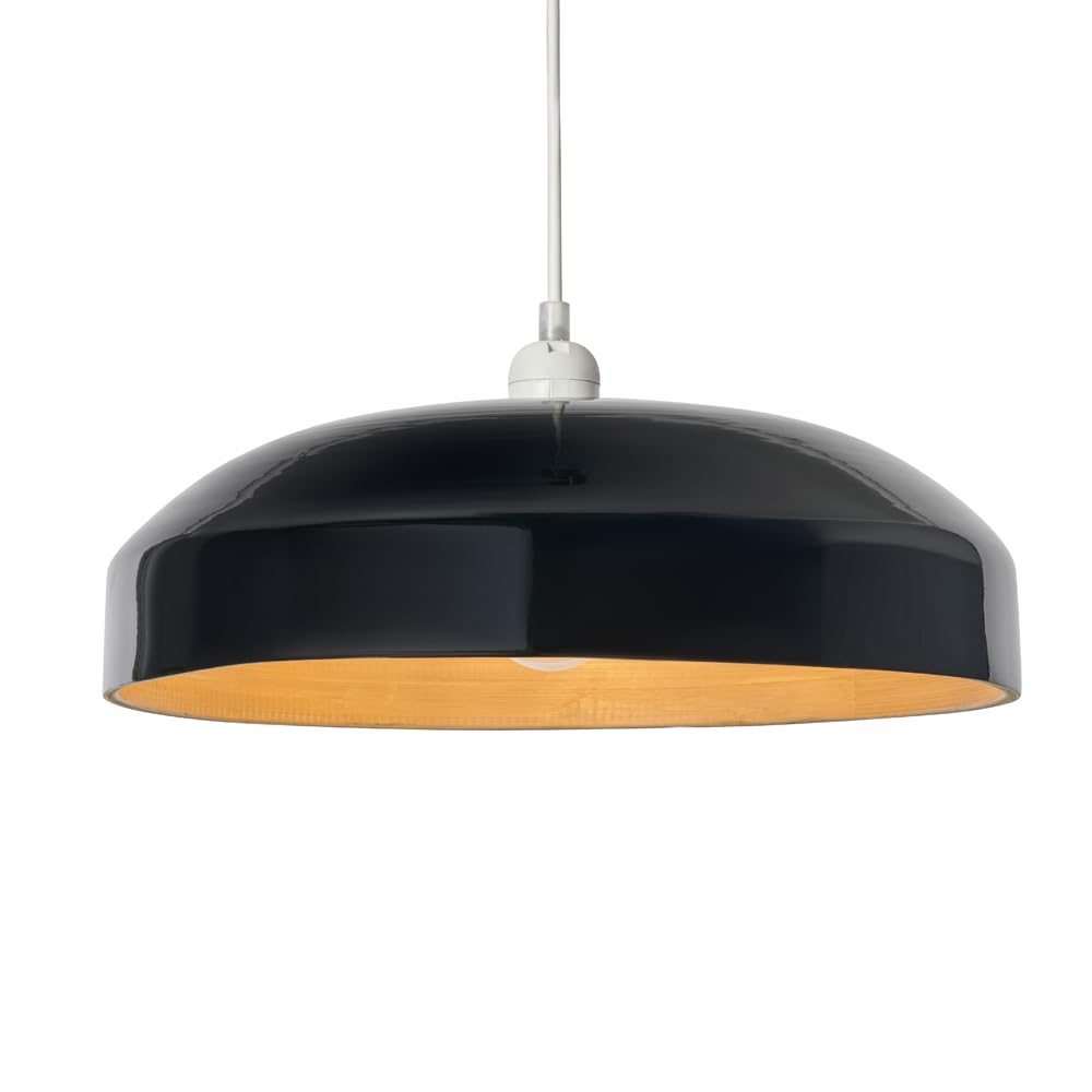 Litecraft Black Kane Light Shade 36.5Cm Bamboo Diner Easyfit Ceiling Lampshade (Black)