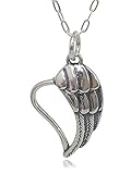 Angel Wing Heart Charm Necklace - 925 Sterling Silver, 18'