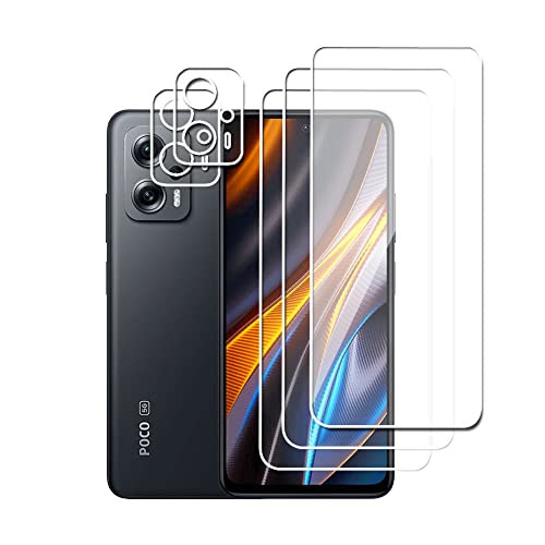 Protector de Pantalla para Xiaomi Poco X4 GT Alta Definicion 9H Dureza Anti-caída/Anti-rasguños Cristal Templado Vidrio Templado(3)+Cámara Protector(2) Cover