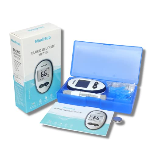 MedHub Fully Automatic Blood Sugar Testing Glucometer Machine with 25 Strips and 25 lancet MedHub Fully Automatic Blood Sugar Testing Glucometer Machine with 25 Strips and 25 lancet