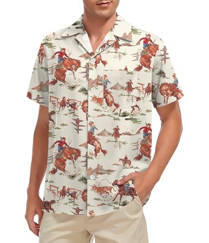 Image of tiorhooe Cowboy Shirts for Men Western Short Sleeve Country Howdy Shirt Top