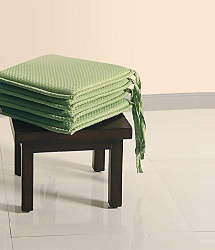 Image of Swayam Pure Cotton Reversible Chair Set Pads with Loops (16'X16') Machine Washable 6 Pcs, Indoor Square Cushion Seat Or Chair Pads for Use for Office, Car, Home, Floor -Green
