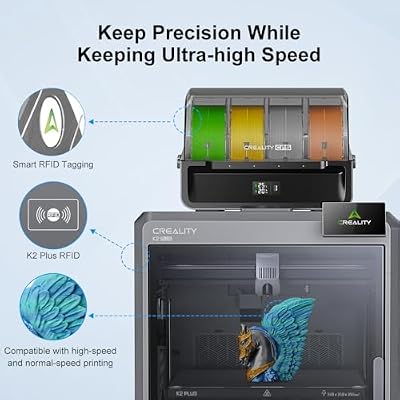 Creality CFS -Creality Filament System, Multi Color 3D Printer Automatically Filament System with RFID PLA Filament 4Kg for K2 Plus Combo(Black&White&Grey&Blue)