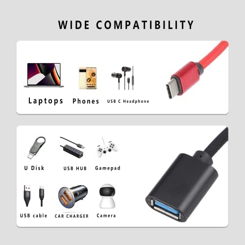 Kedoo USB C to USB Adapter 2 Pack, Type C Male to USB Female OTG Adaptor Compatible with MacBook Pro/Air 2019 2018, iPad Pro 2020, Samsung Galaxy S20 Note 10 S8 S9, Google Pixel, Black+Red
