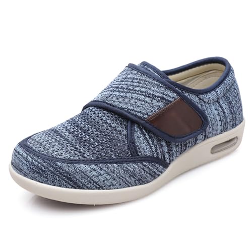 Zapatos para diabéticos, zapatos livianos y cómodos para hombres de ancho ancho, más fertilizantes que ensanchan los zapatos para hinchar los pies, para pies hinchados, fascitis plantar(Blue,47 EU)