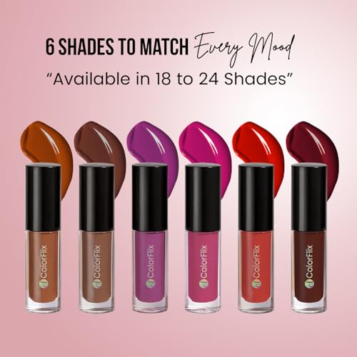 Image of ColorFlix Glam Mini Lip Kit Set of 6, UltraStay Liquid Lipsticks for All Day Wear 2ml Each