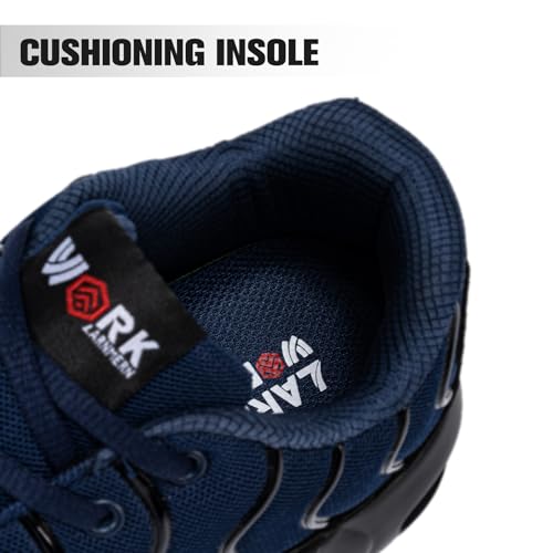 Image of DYKHMILY Cushioned Steel Toe Sneakers for Men Wide Toe | Puncture Proof ASTM Safety Certified Breathable Material Lightweight Slip Resistant Soft &comfortable lining