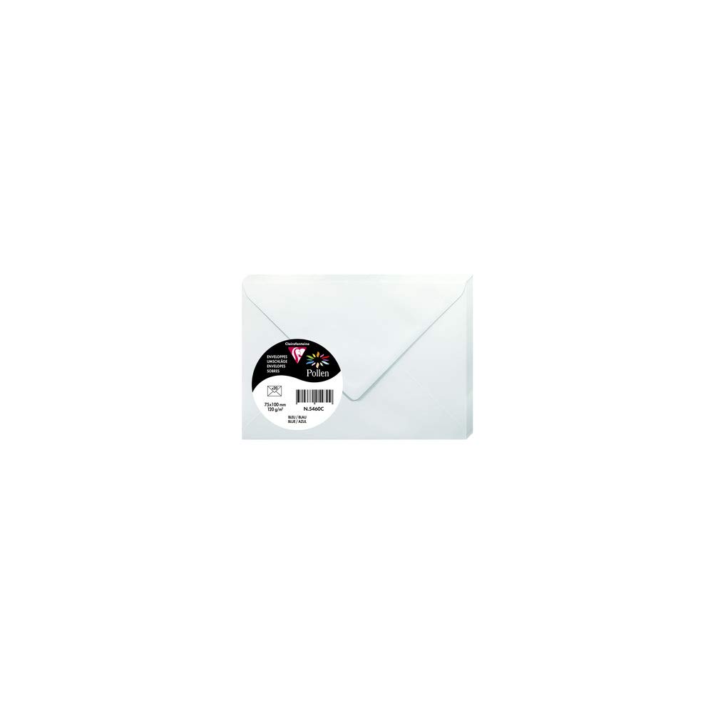 Clairefontaine 5460C Pack of 20 Gummed Envelopes Format 7,5x10cm, 120g/m², Blue, Invitation Events and Correspondence