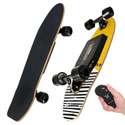 WACLMOTAKE Patineta eléctrica con Control Remoto, Longboard con Motor hub Simple/Dual, Velocidad máxima de 22-40 km/h, Longboard eléctrica para Principiantes Single-Drive-26km