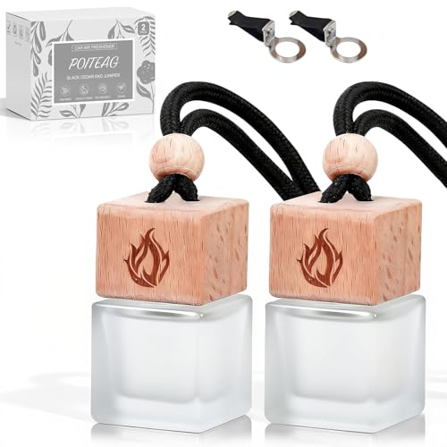Image of Car Air Freshener Hanging 2 Pack, Black Cedar and Juniper Essential Oil Air Diffuser, Long Lasting Car Scent Fragrance, Car Accessories for Women Men
